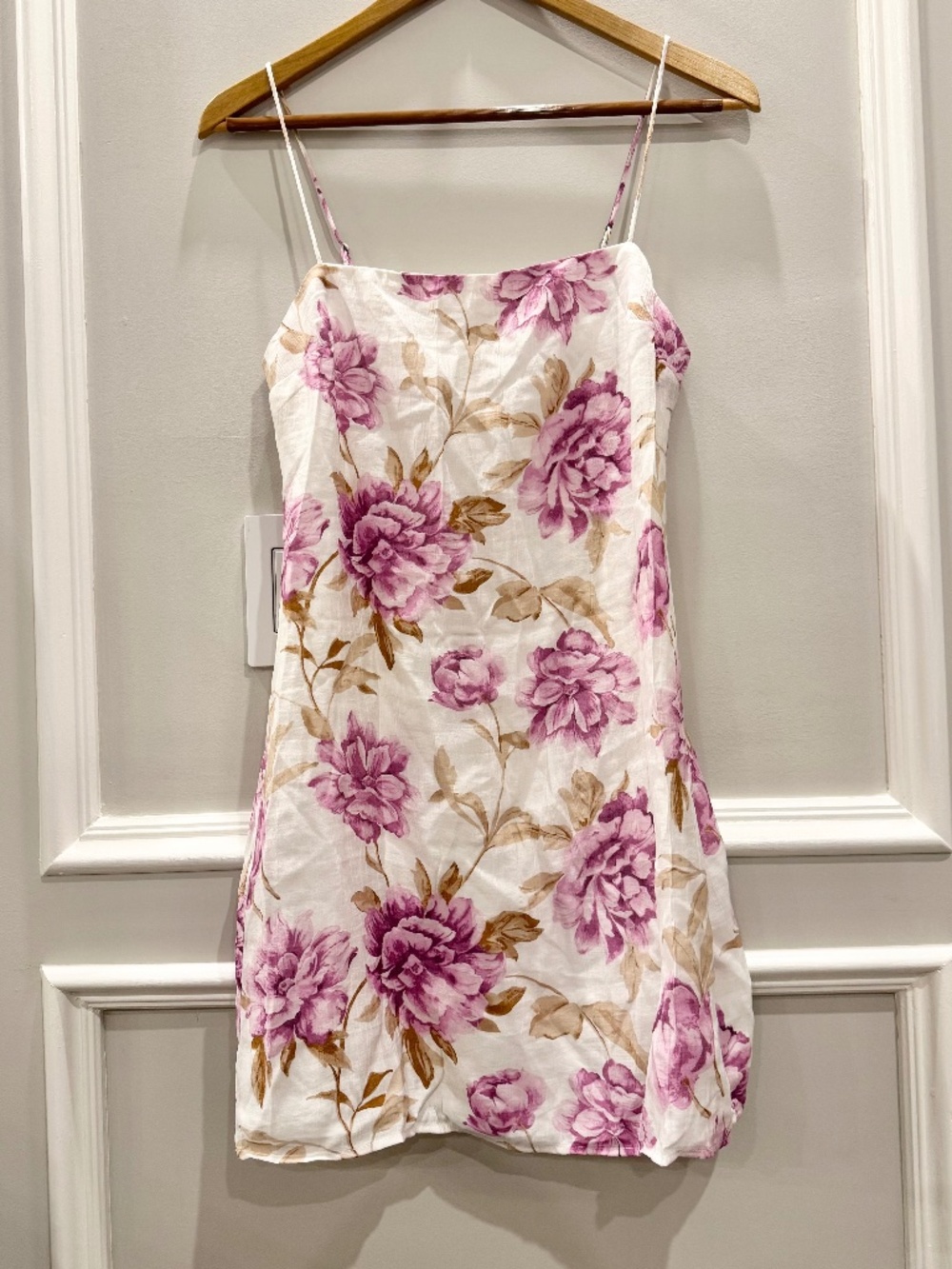 NWT Abercrombie & Fitch Purple Pink Floral Linen Cami Mini Dress XS